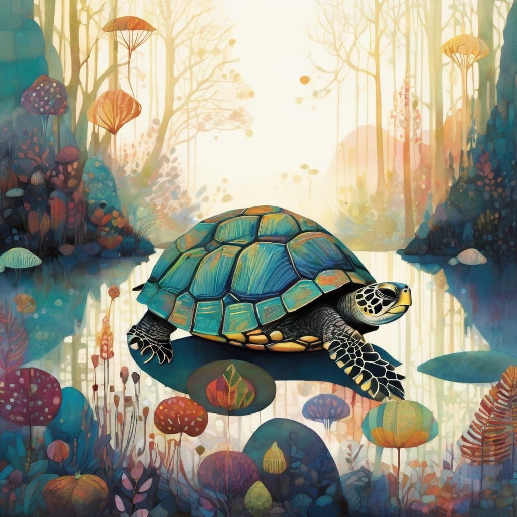 Charming Turtle Family in Pastel Autumn Colors