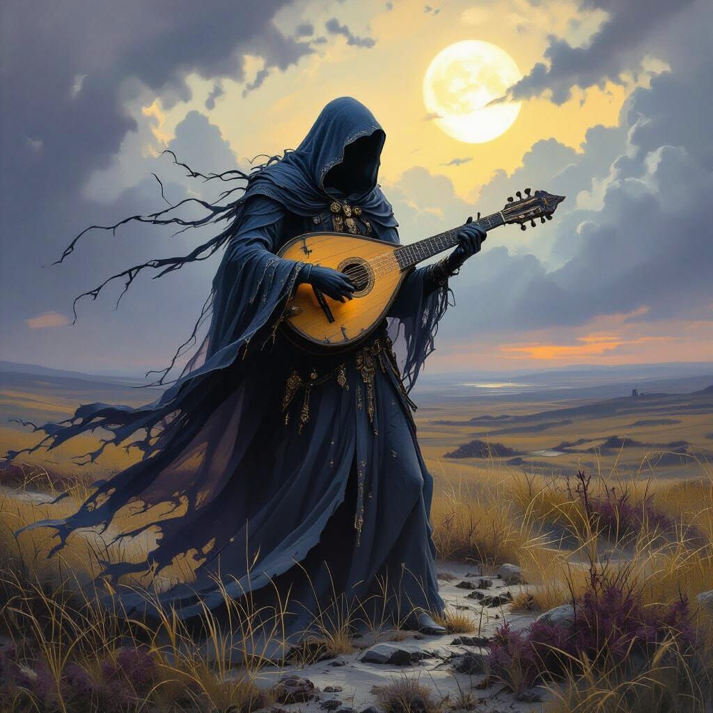 Spectral Bard's Moonlight Melody on Desolate Moor