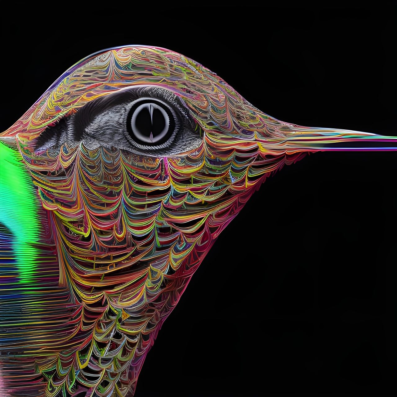 Hyperrealistic Dripping Hummingbird Concept Art