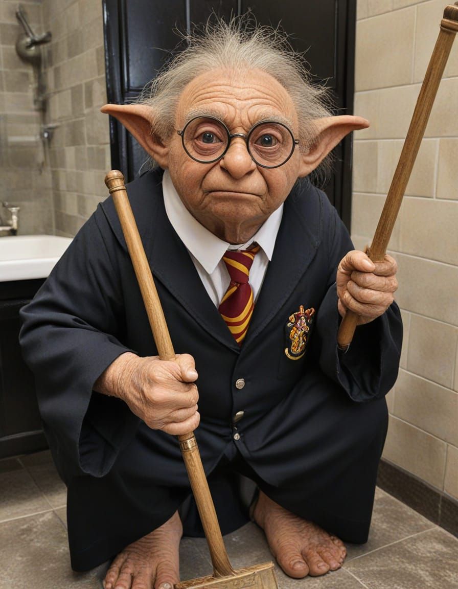 Trolls in Bathroom with Clubs: Fantasy Scene