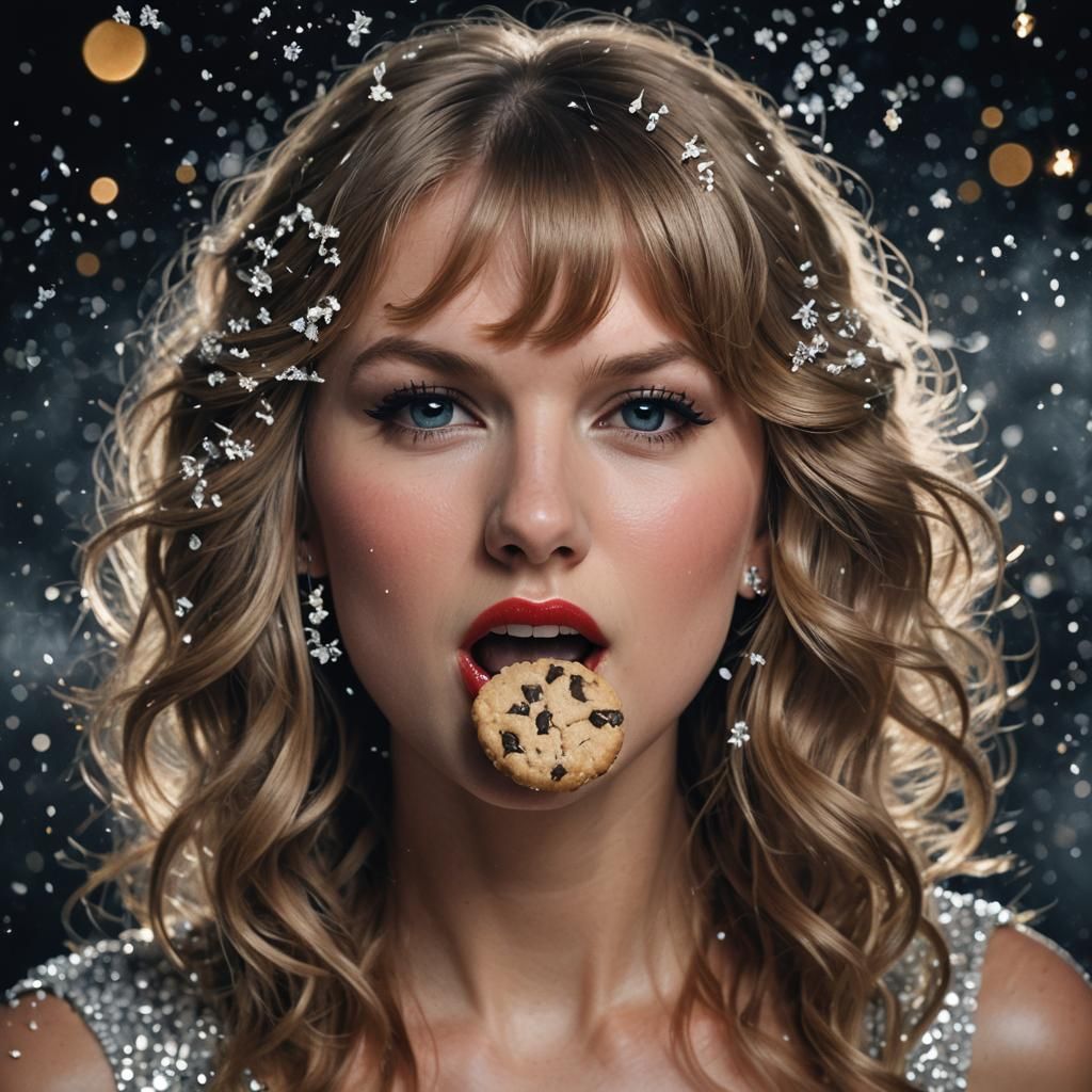 Hyper-Realistic Portrait of Woman Eating Cookie