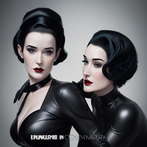 Elegant Portrait of Women in Leather Gowns