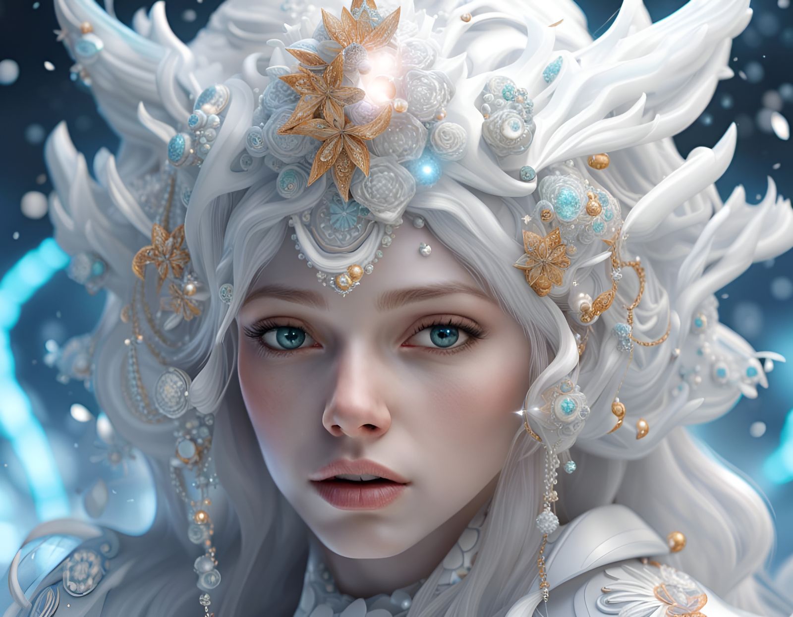 Snowy Jewel Girl Portrait in Candy Art Style