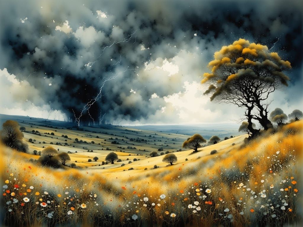 Violent Thunderstorm Brews Over Ancient Trees on Hot Summer ...