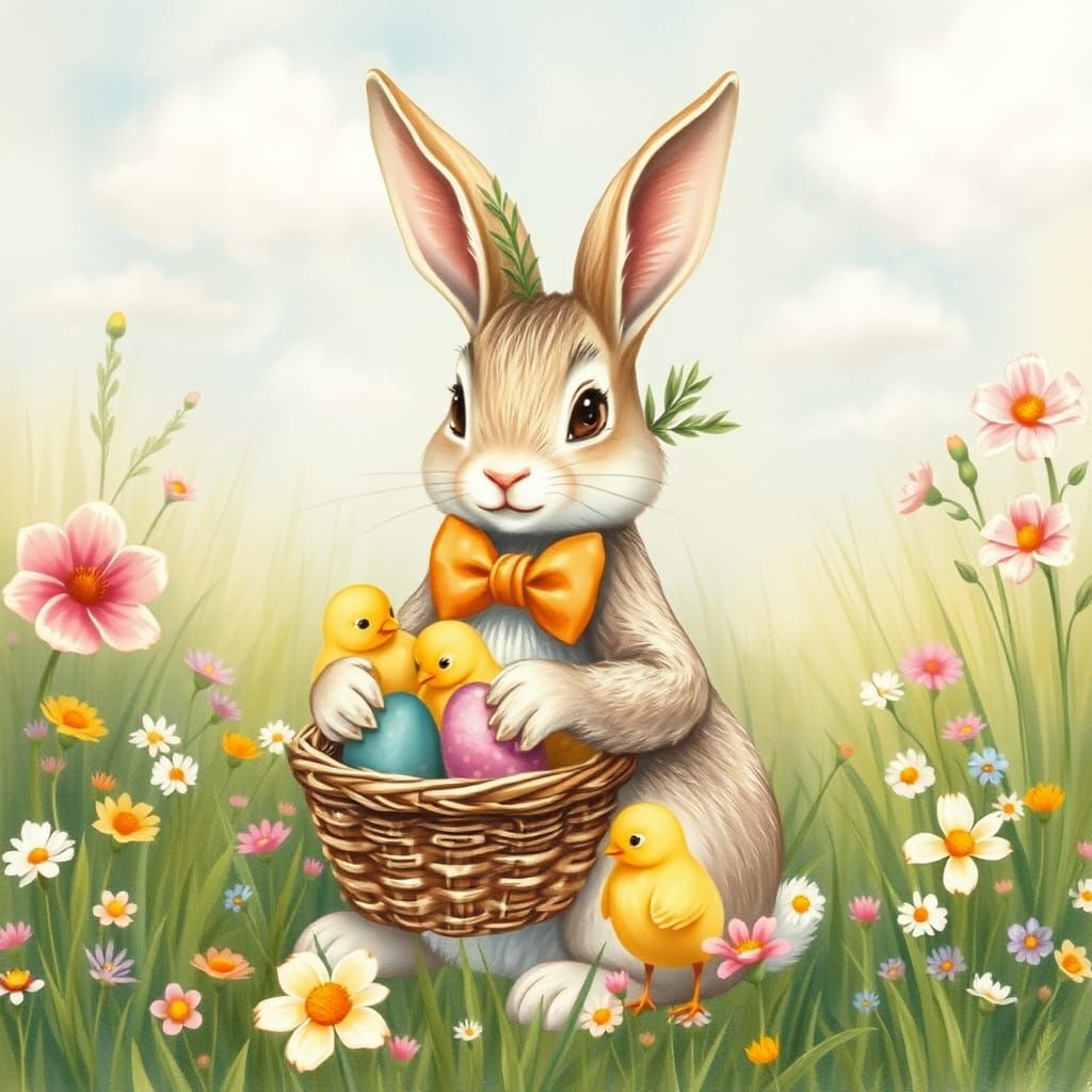 Magical Easter Bunny in a Whimsical Meadow