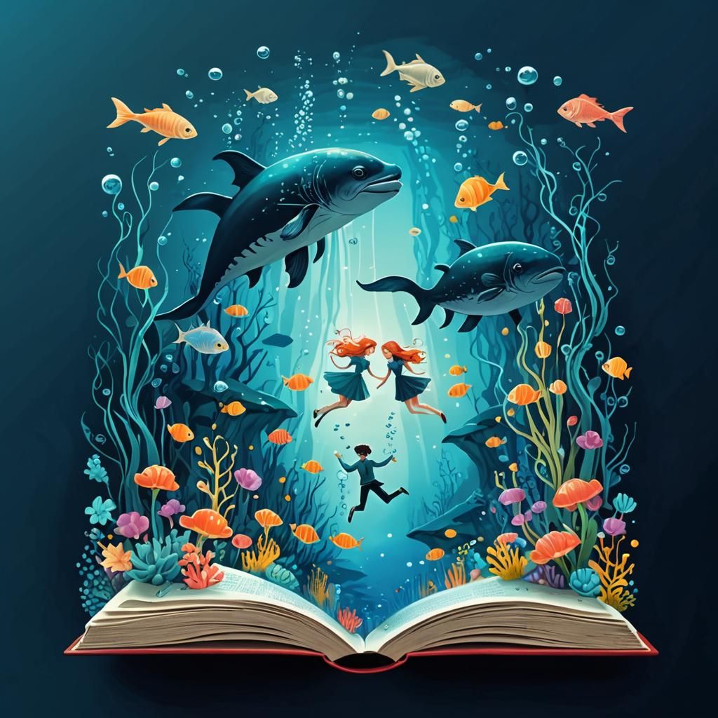 Enchanting Underwater Couple in Fairy Tale Illustration