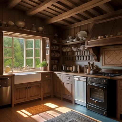 Fairytale Cottage Kitchen Storybook Illustration