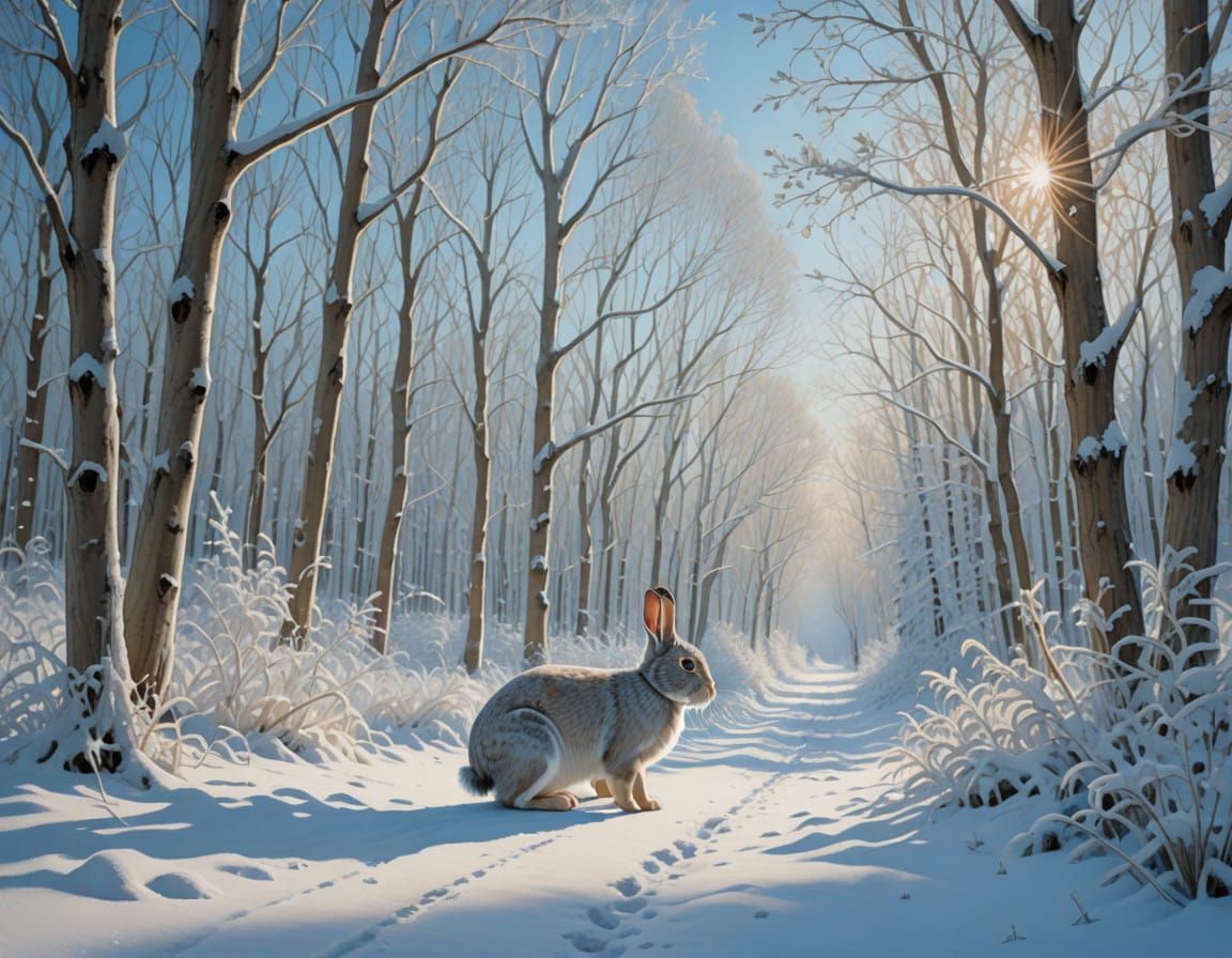 Whimsical Winter Wonderland Scene in Enchanted Forest Style