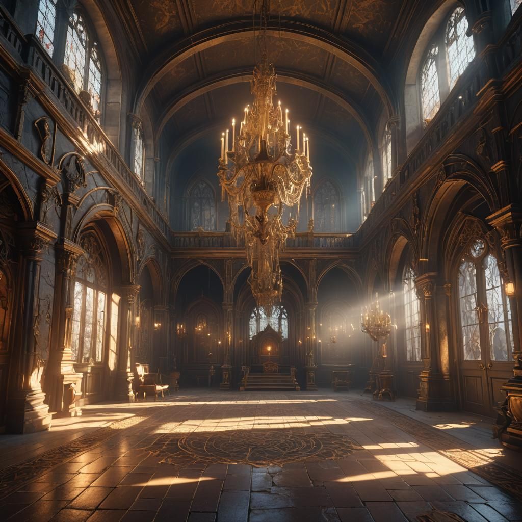 Eerie Haunted Castle Room in Digital Matte Painting