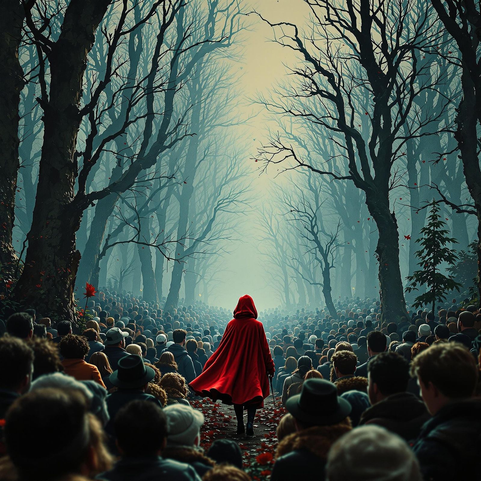Retrofuturistic Red Riding Hood Movie Poster in Gritty Reali...