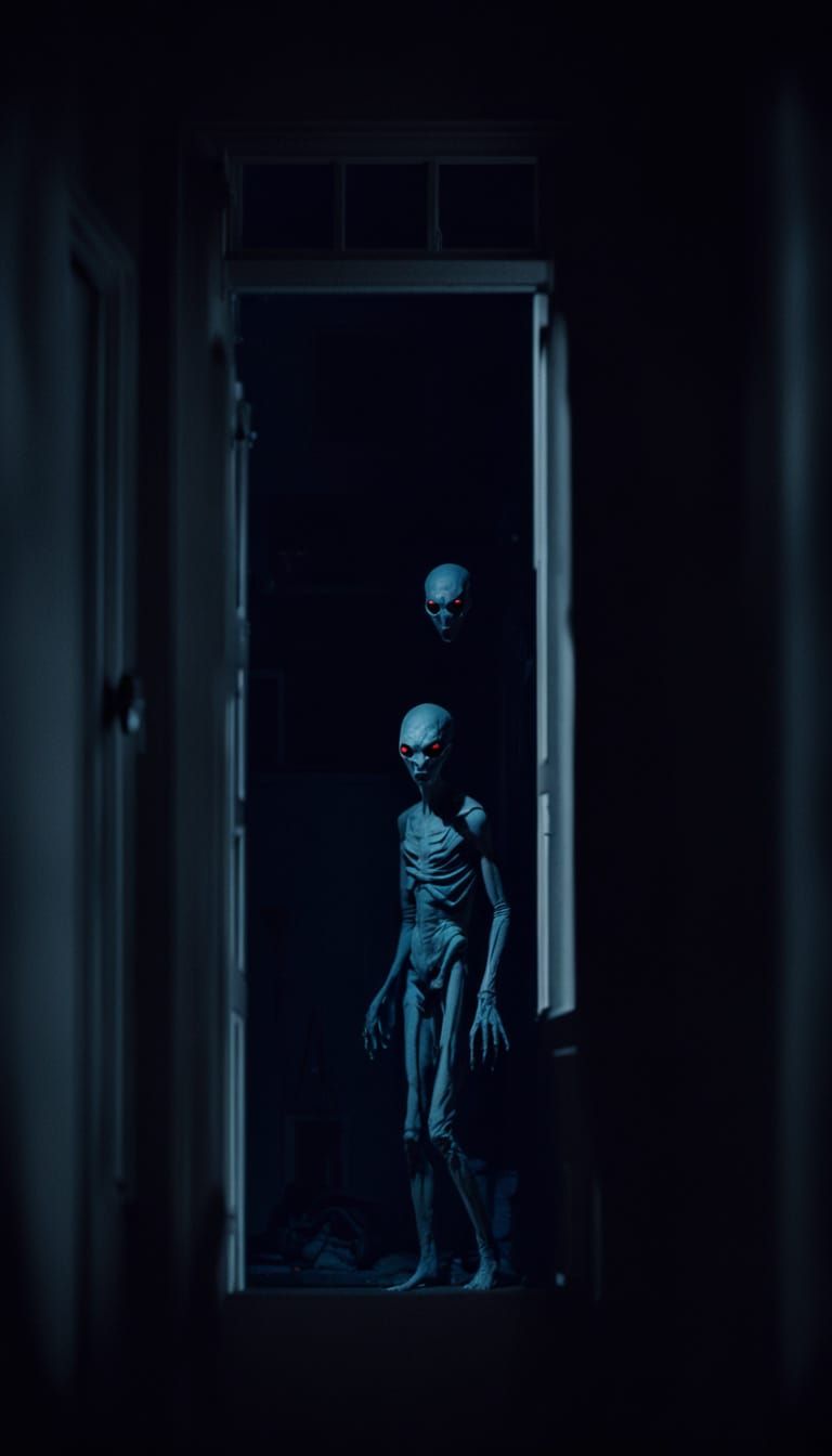 Eerie Midnight Encounter with Grey Alien in Found Footage St...