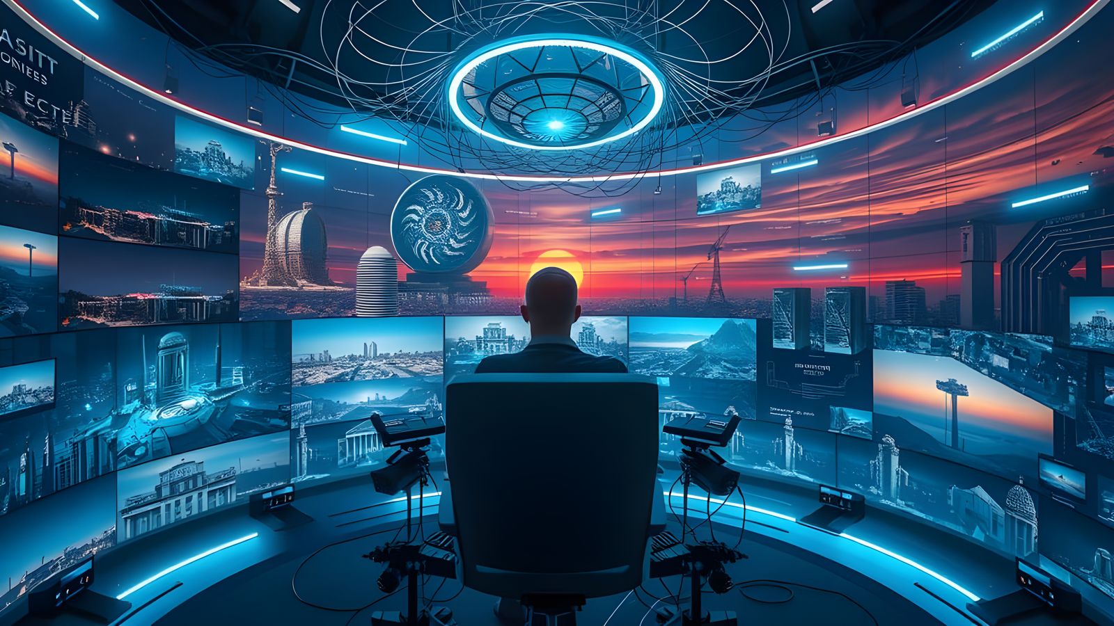 Futuristic Dystopian Machine Monitoring Lives