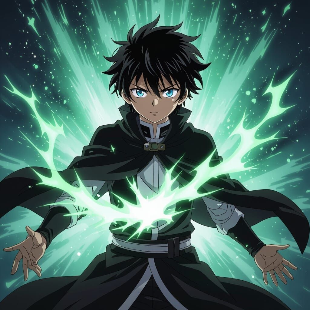 Anime Boy Transformation with Glowing Aura