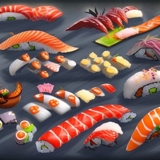 Cute Sushi Fantasy Concept Art in 8k