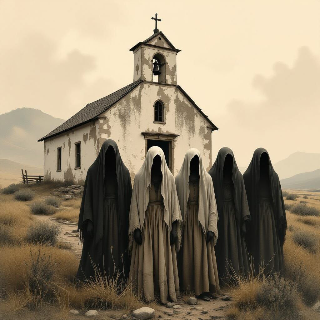 Ethereal Ghosts Behind an Ancient Church
