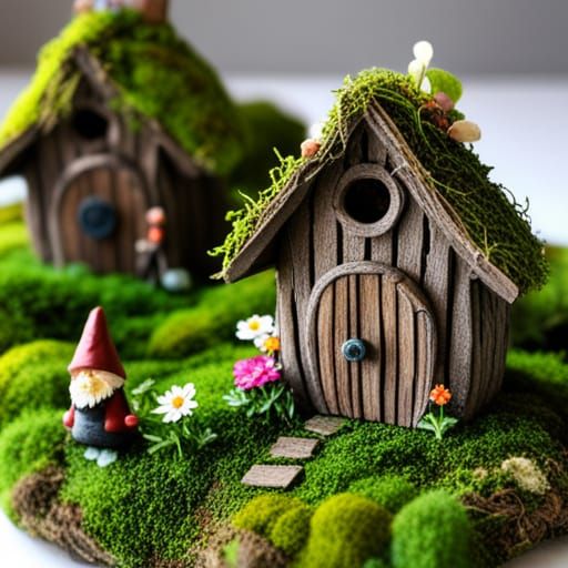 Enchanting Miniature Gnome Village in Forest
