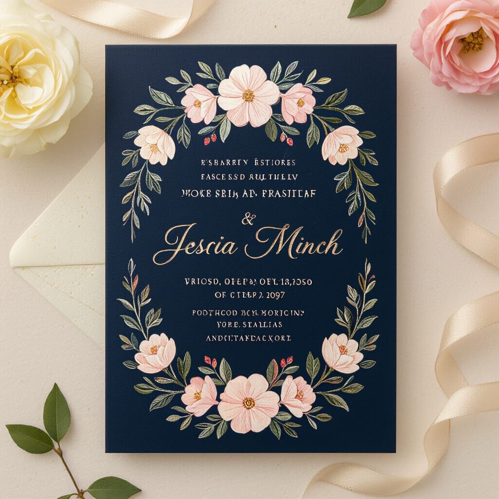 Elegant Wedding Invitation Card with Floral Design