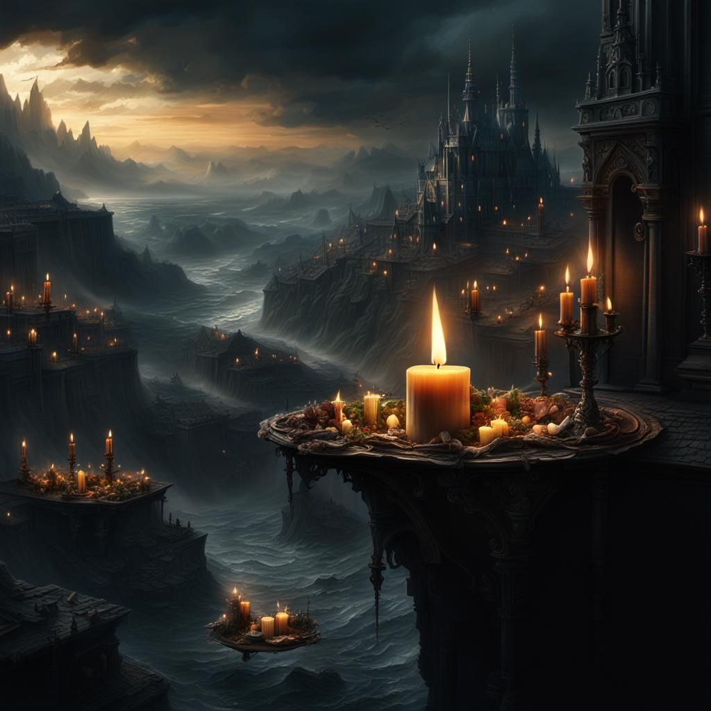 Dramatic Candle in the Wind Digital Painting