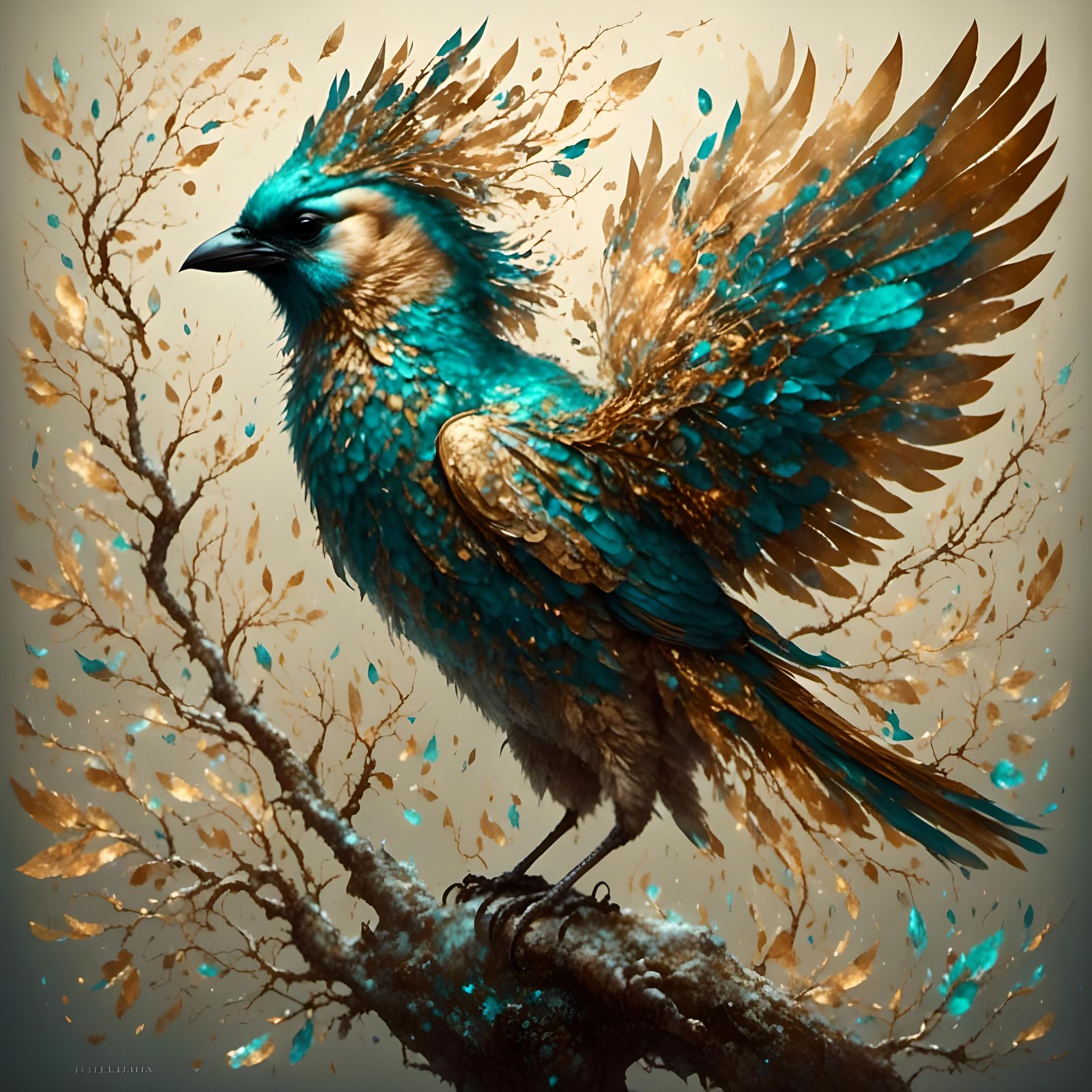 Beautiful Bird with Bright Colored Wings Singing