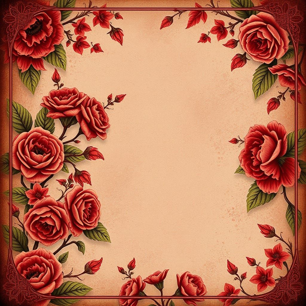 Whimsical Floral Fantasy Paper in Vintage Style