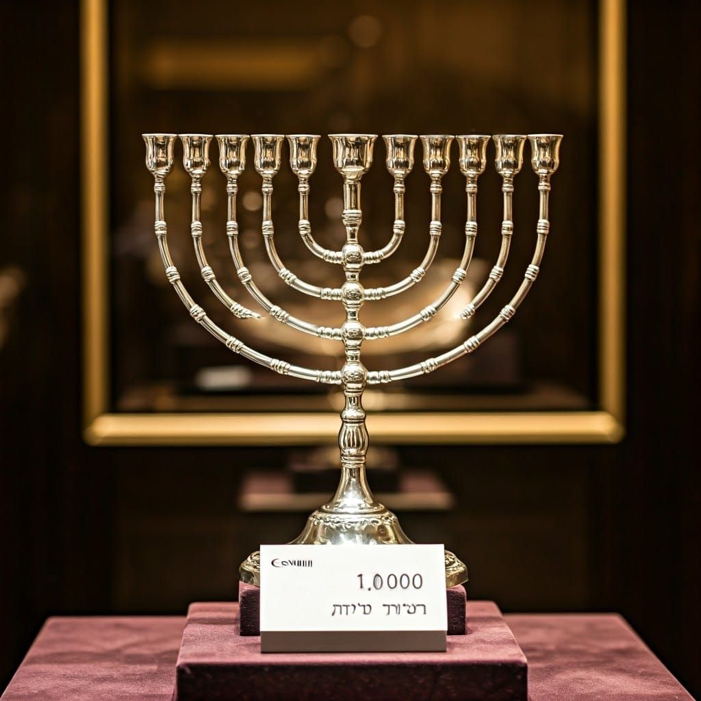 Luxurious Sterling Silver Hanukkah Menorah in High-End Bouti...