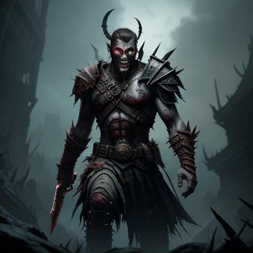 Intricate Warrior Zombie Concept Art