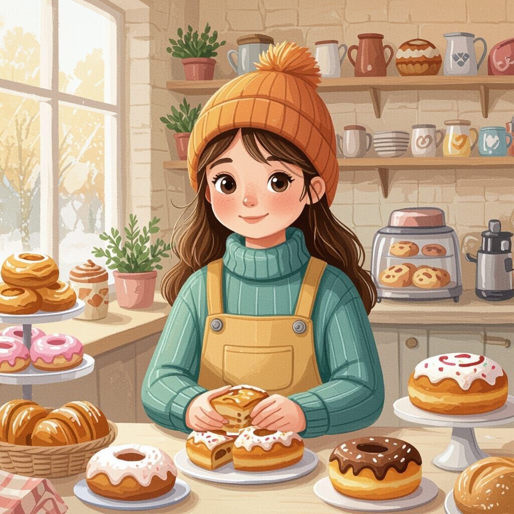 Una ilustración digital de una niña de cuerpo completo en un...