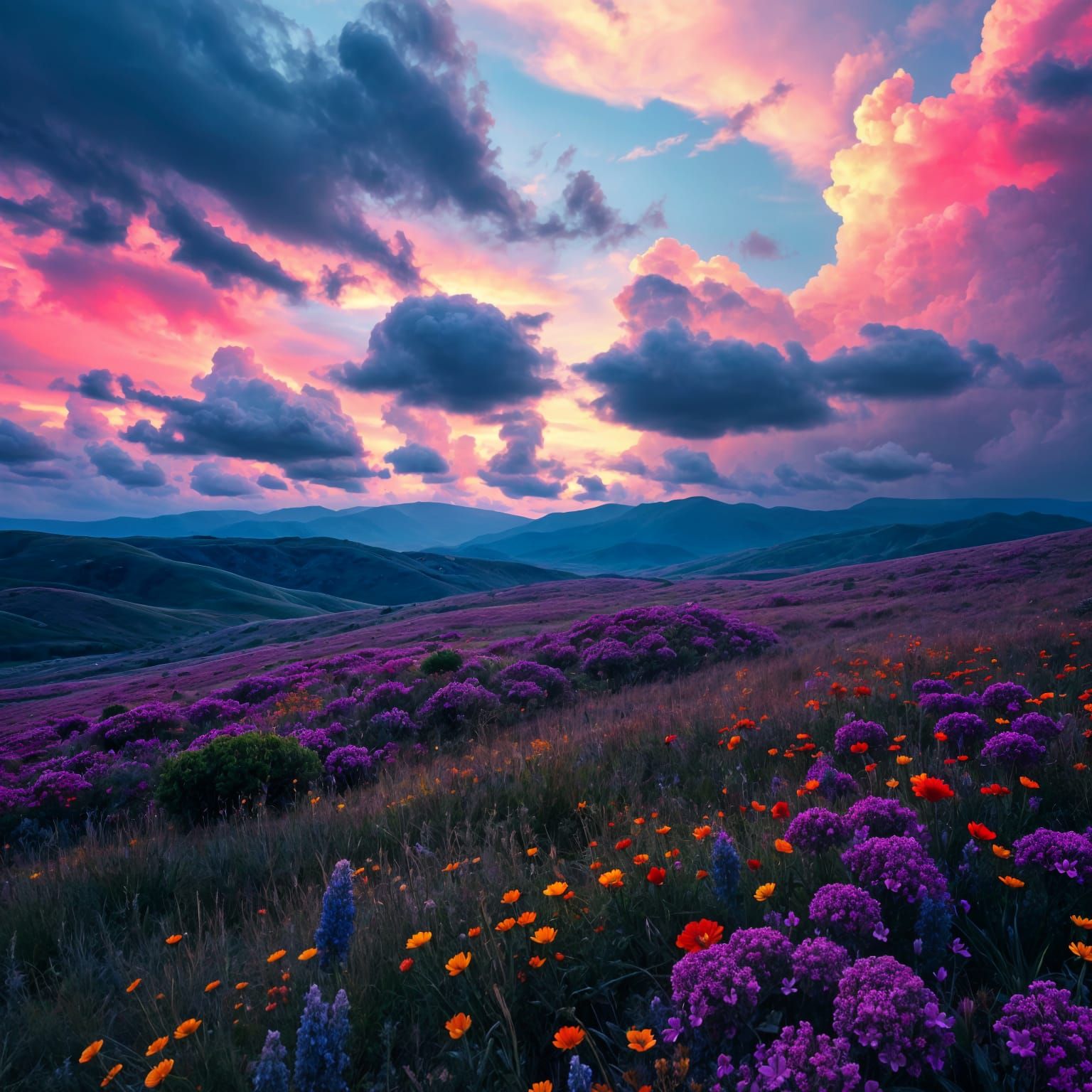 Psychedelic Superbloom Landscape in Epic Cinematic Style