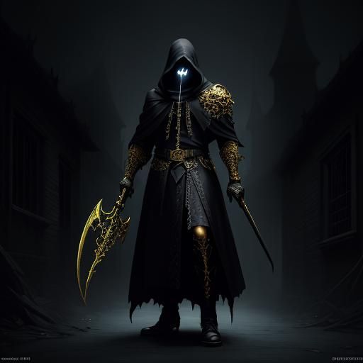 Grim Reaper in Gothic Alleyway: Dark Fantasy Art