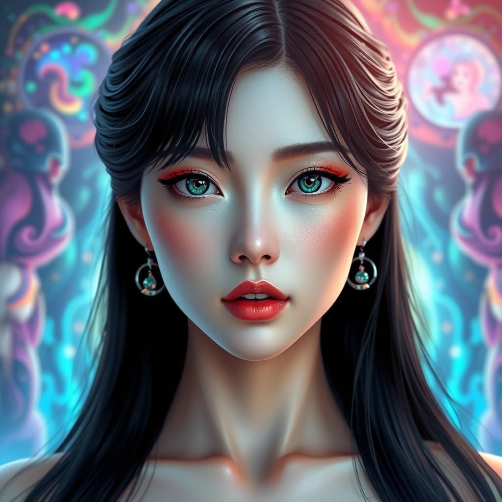 Breathtaking Fantasy Goddess in Vibrant, Iridescent Hues