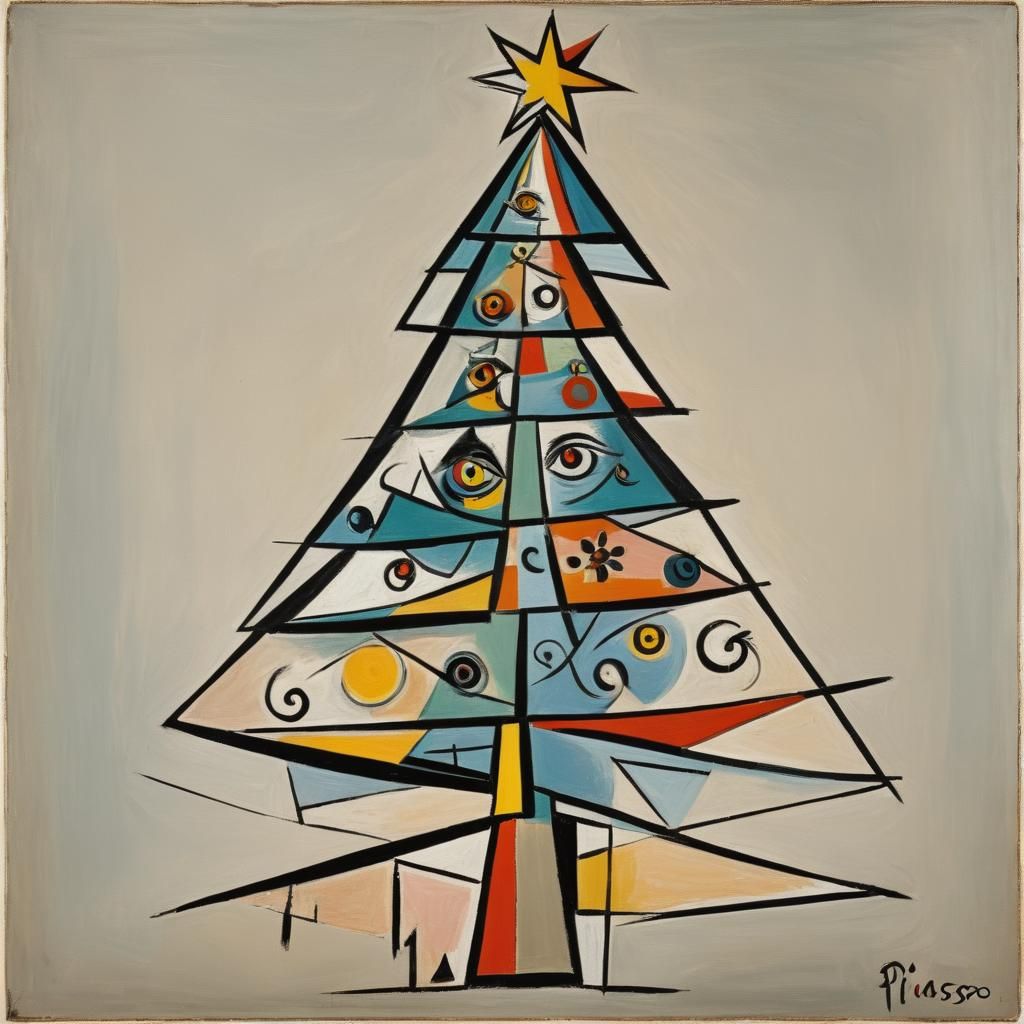 Picasso-Inspired Christmas Tree Art