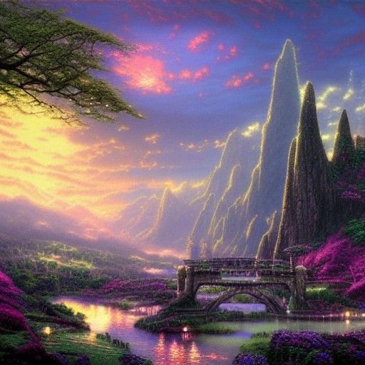 Ethereal Wakanda Landscape in Kinkade Style