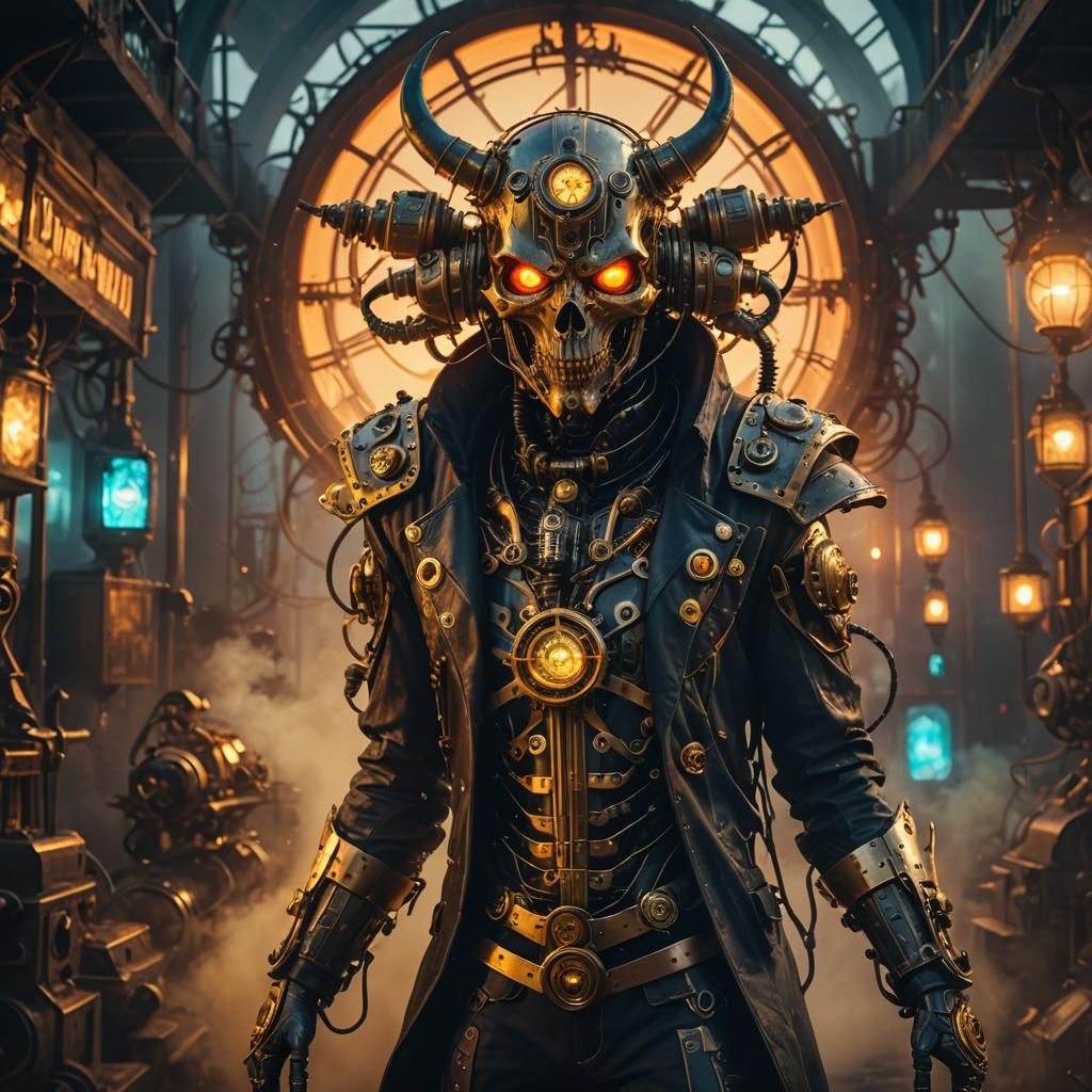 Steampunk skull demon