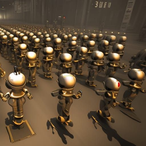 Metropolis Robots Protest in German Expressionism