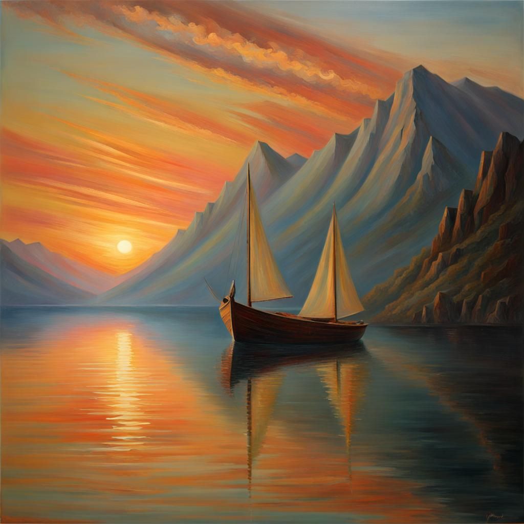 sunset in sea