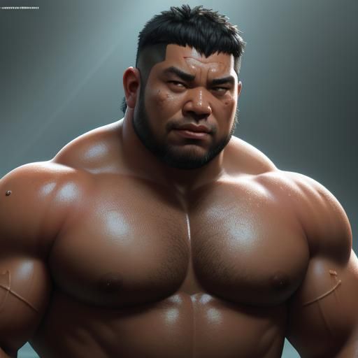 Swole Samoan Portrait in Detailed Artstation Style