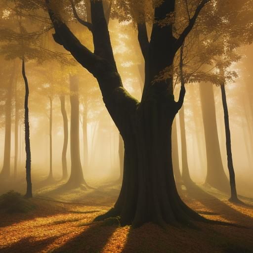 Majestic Autumn Forest in Radiant Sunlight