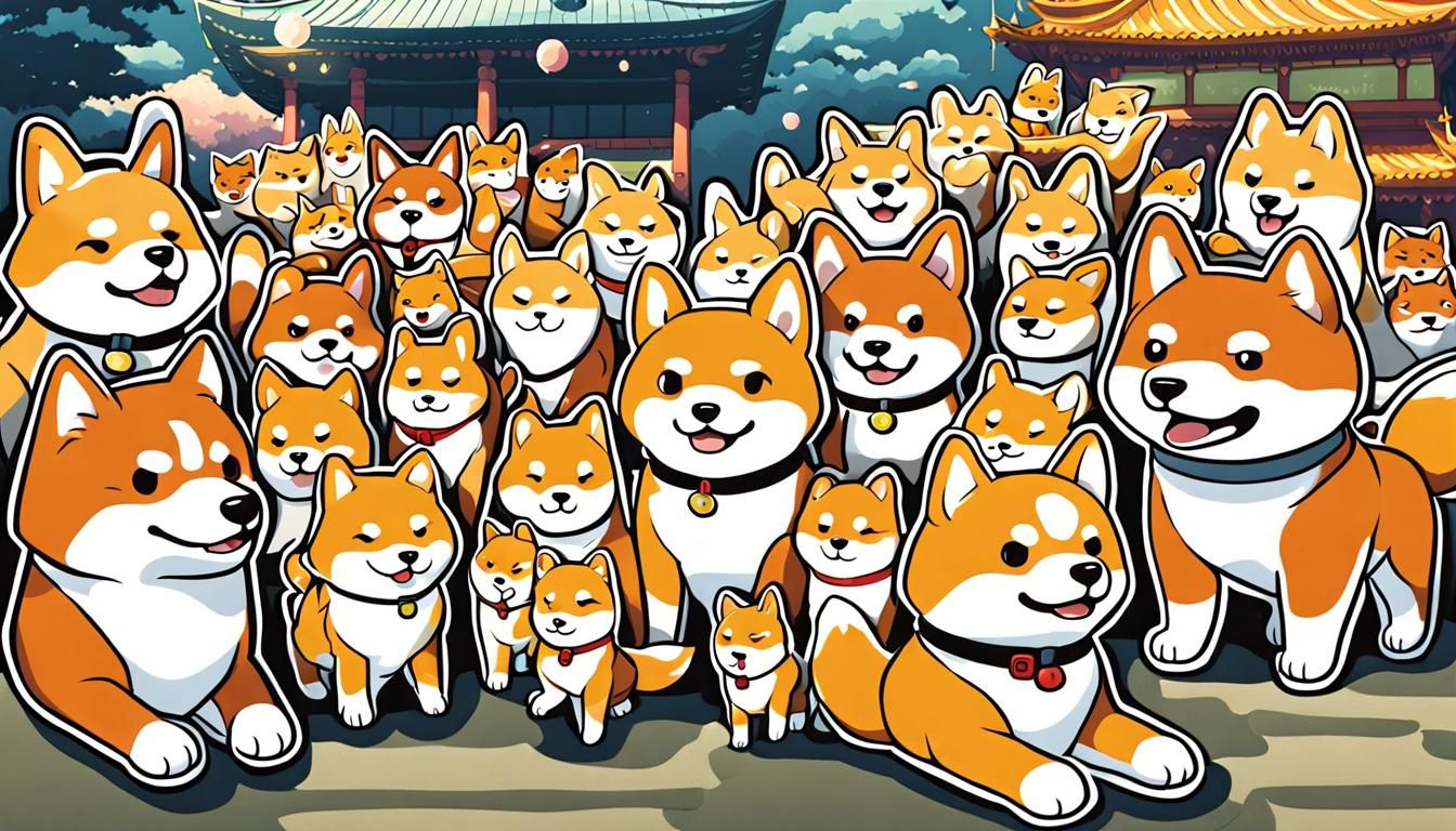 Cartoon Shiba Inu Paper Cutout in Anime Style