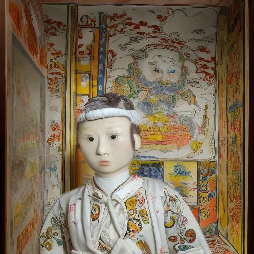 Porcelain Mechanic Operates Gumball Machine in Exhibition