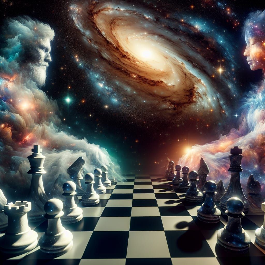 Cosmic Chessboard Game Between Celestial Beings