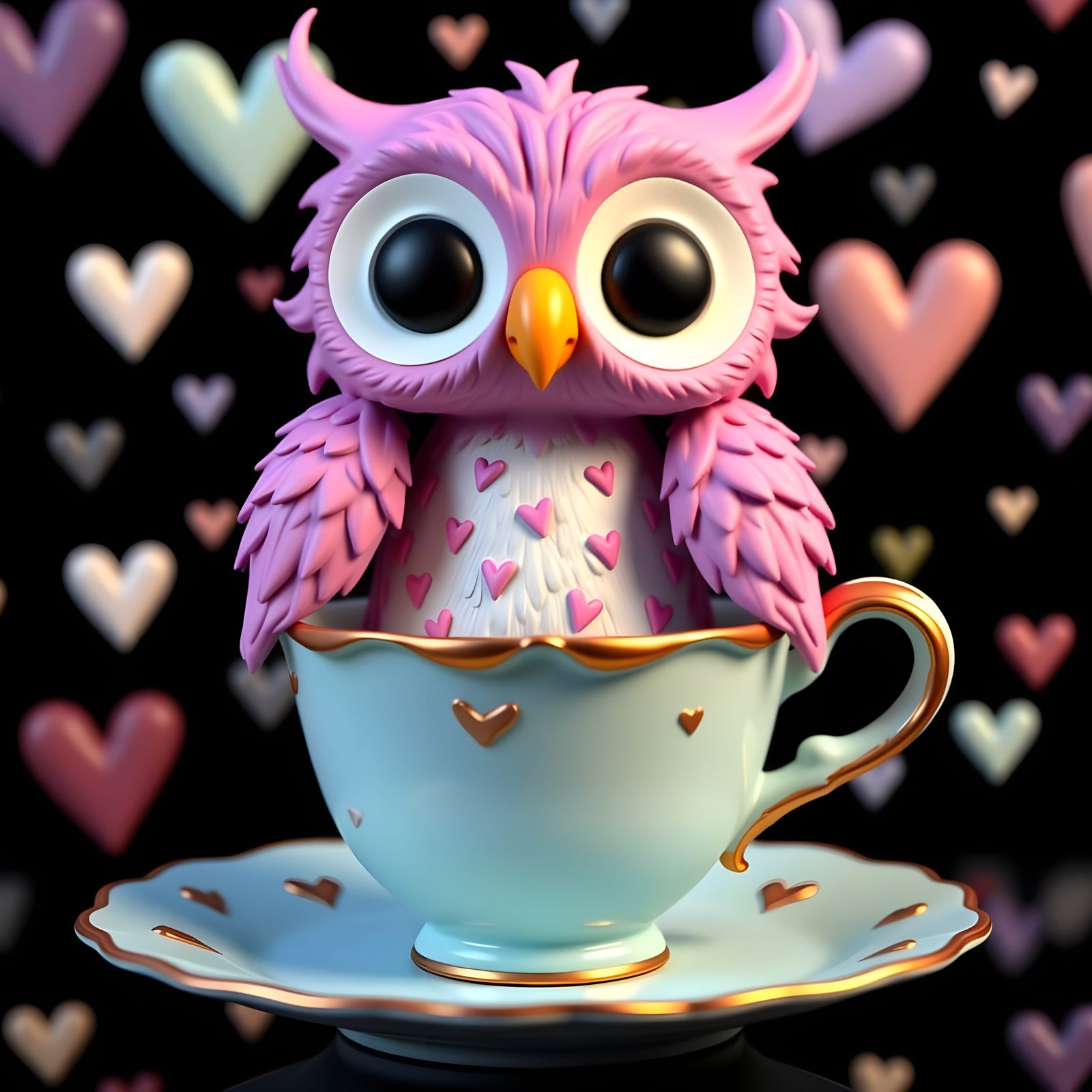 Adorable Funko Pop Owl in Gilded Teacup