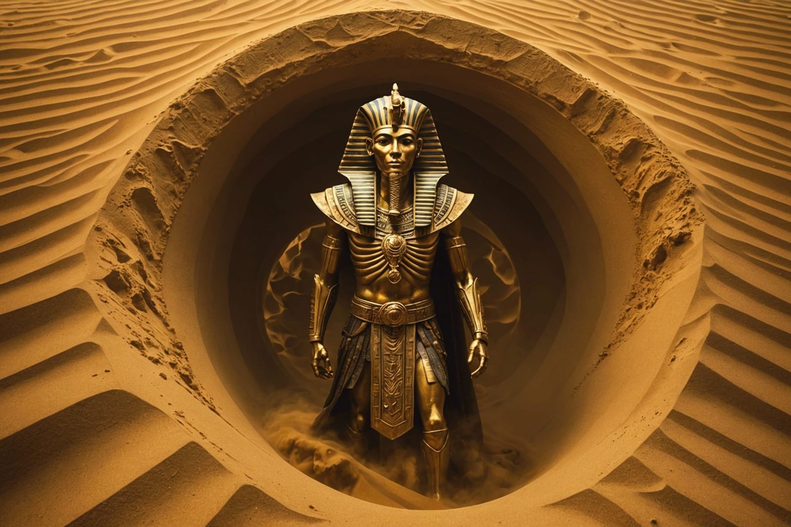 Pharaoh's Tomb Reveals Skeletal Warrior in Golden Light