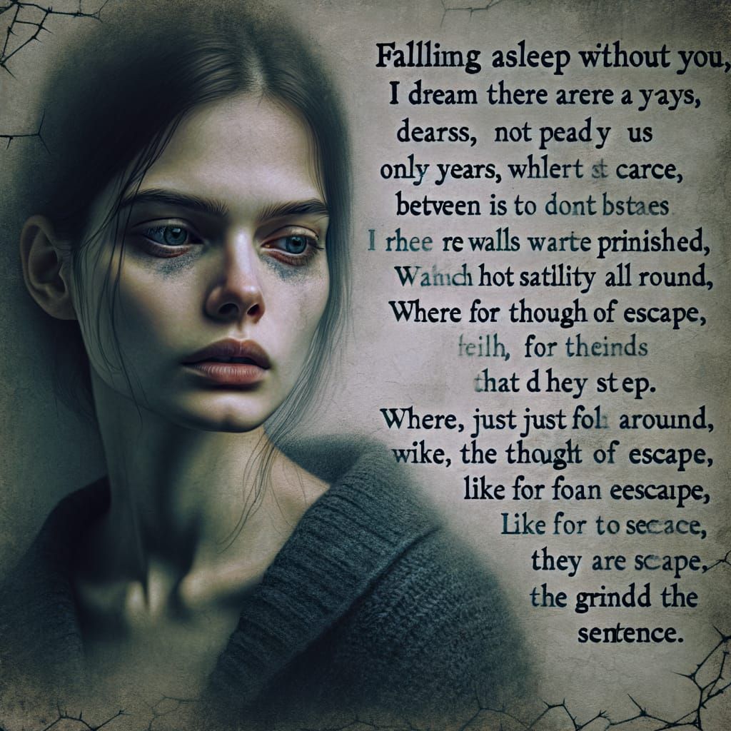 Melancholic Hopeful Portrait of Woman in Cold Prison Room