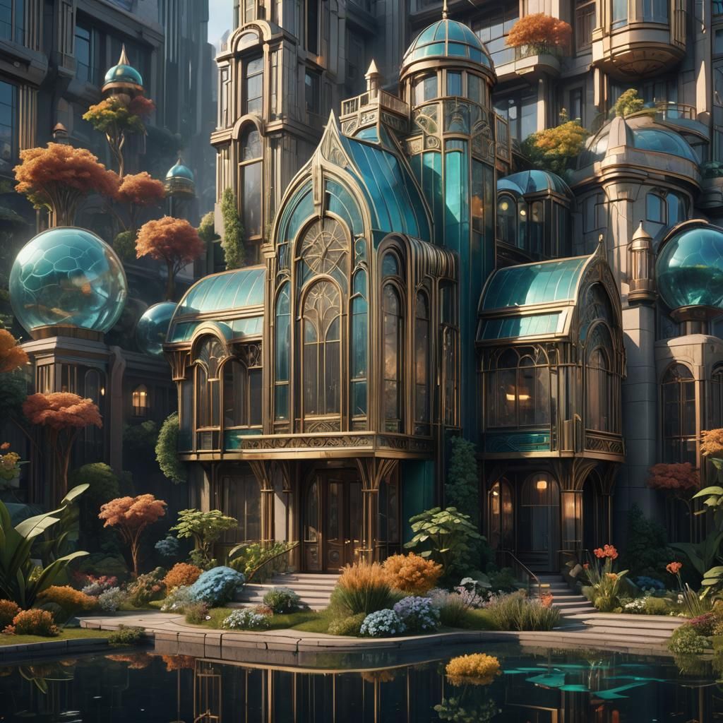 Art Deco Glass Home in Detailed Matte Painting