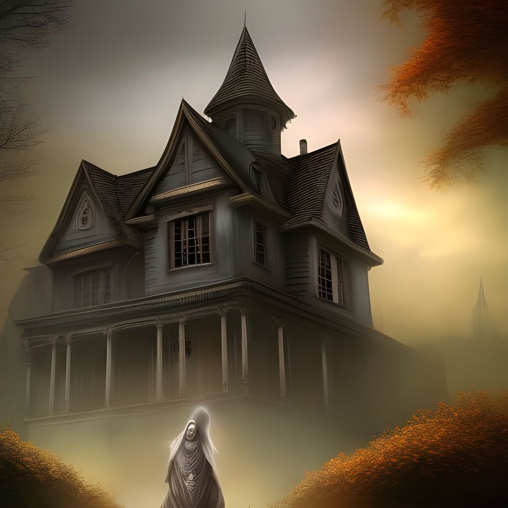 Ghostly Apparition at Haunted House: Matte Painting