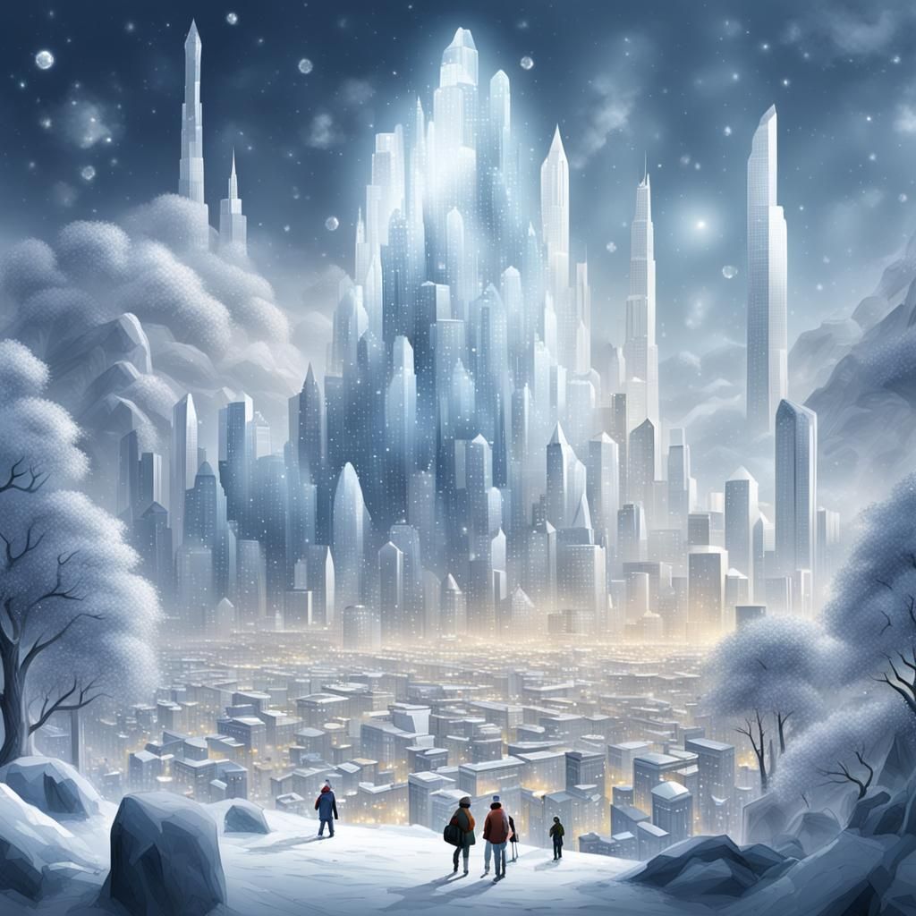 Futuristic City Encased in Crystalline Structure