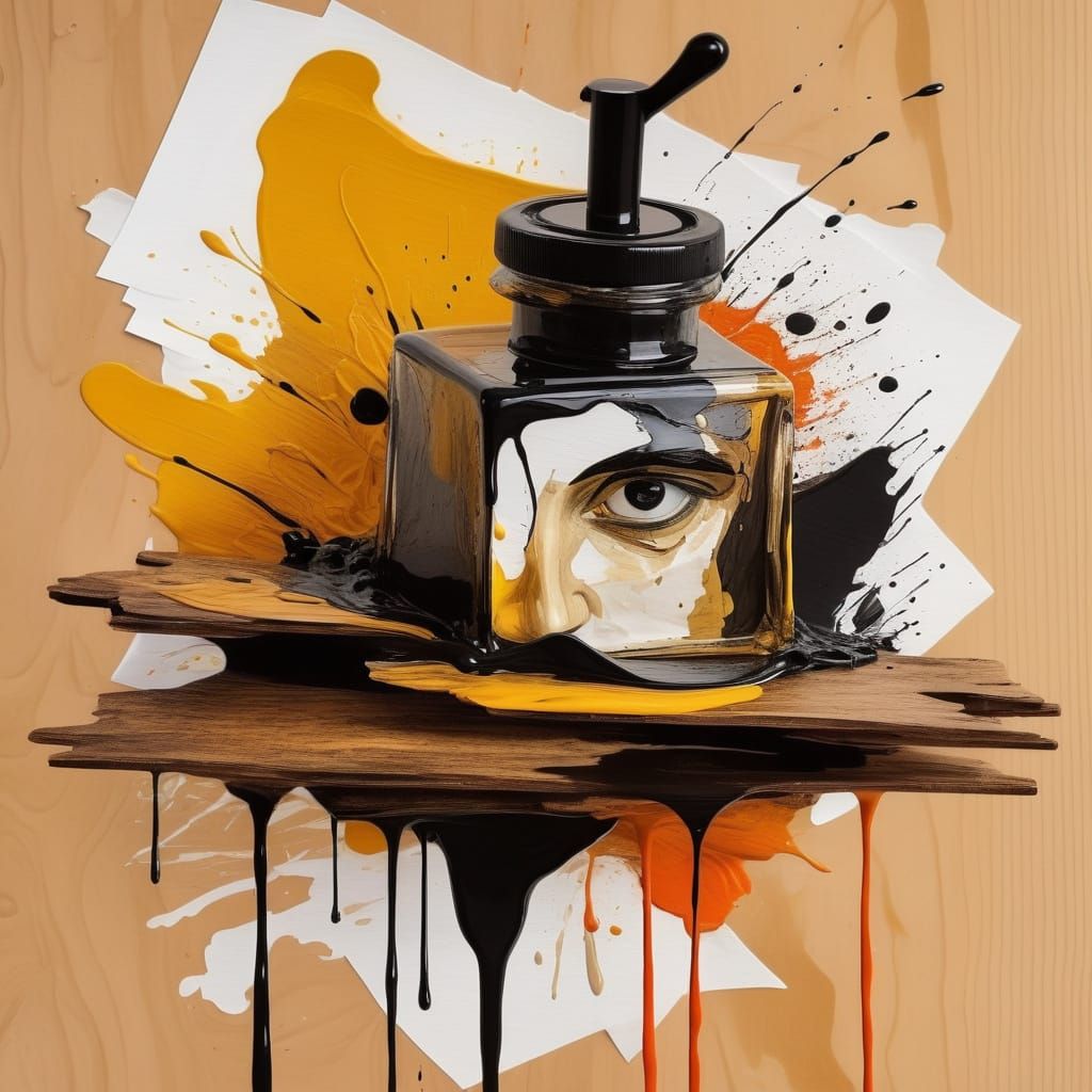 Expressionist Ink Spill Creates Abstract Face