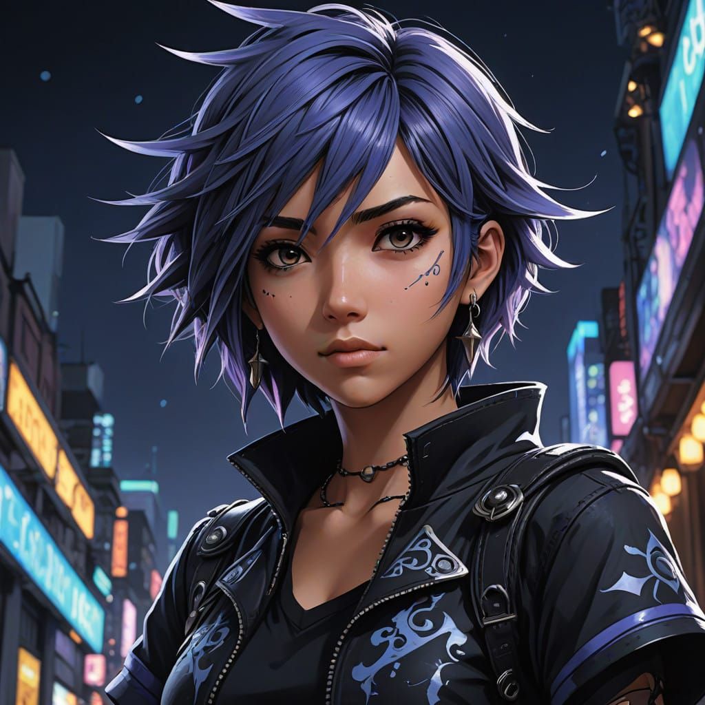 Heroic Anime Girl in Kingdom Hearts Attire