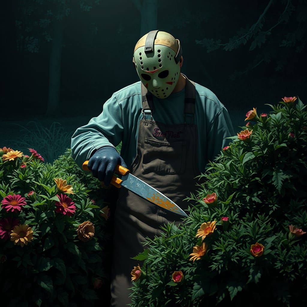 Jason Voorhees as a Landscaper in Gritty Concept Art