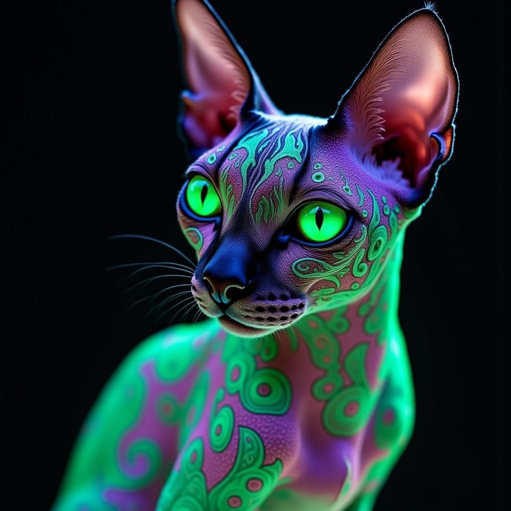 <lora:Paisley Powers II:1.0> A sparkling paisley skinned cat